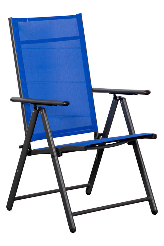 Sedia da esterno blu in metallo regolabile in 7 posizioni